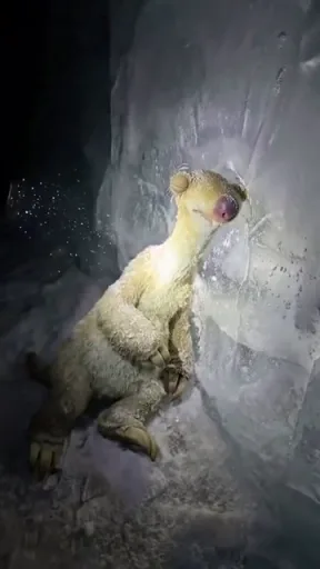 An AI-generated video Ice Age cartoon characters stuck in ice.