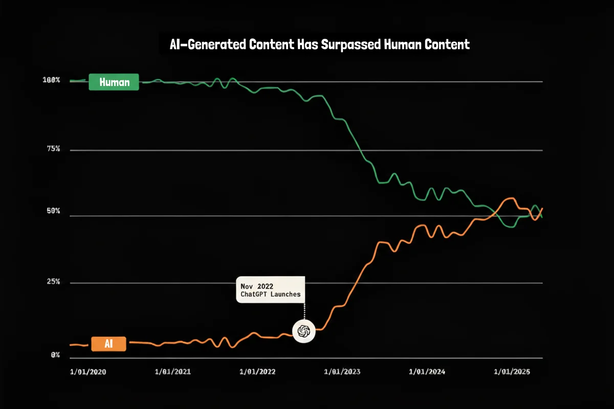 Distribution of human vs AI-generated content
