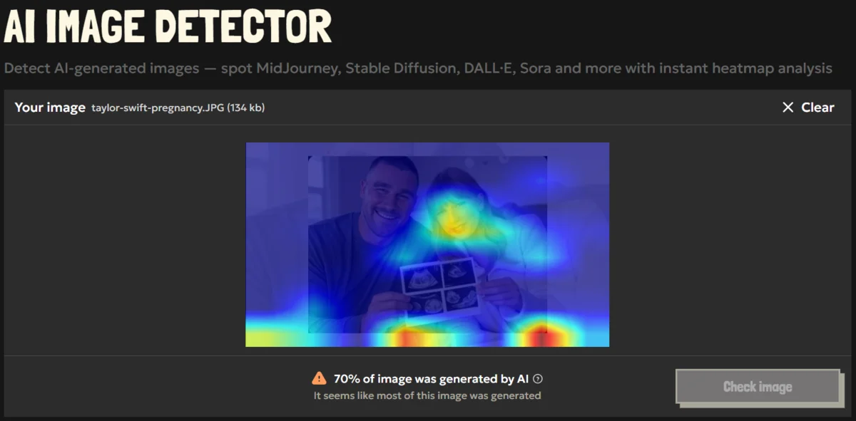 AI-generated image of Taylor Swift and Travis Kelce pregnancy announcement